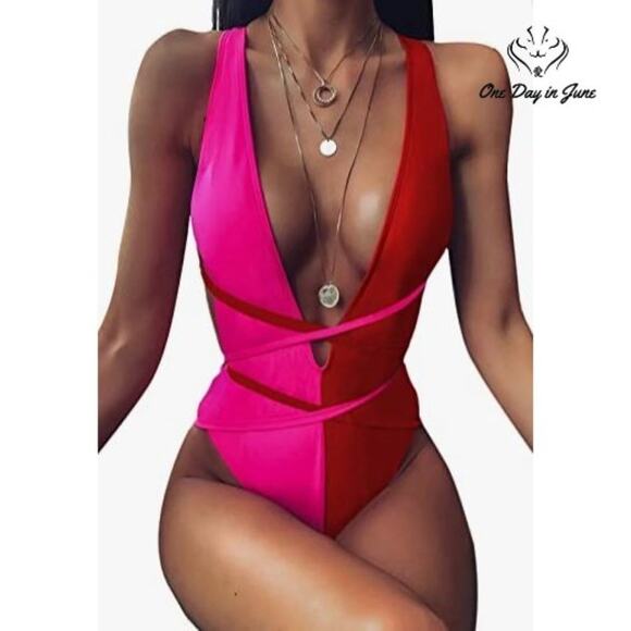 Sweatyrocks Other - Sweatyrocks Deep V Criss Cross One Piece Swimsuit Size S